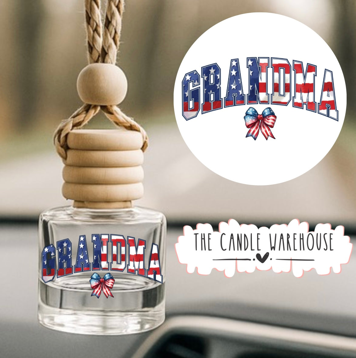 American Flag Grandma Hanging Car Diffuser