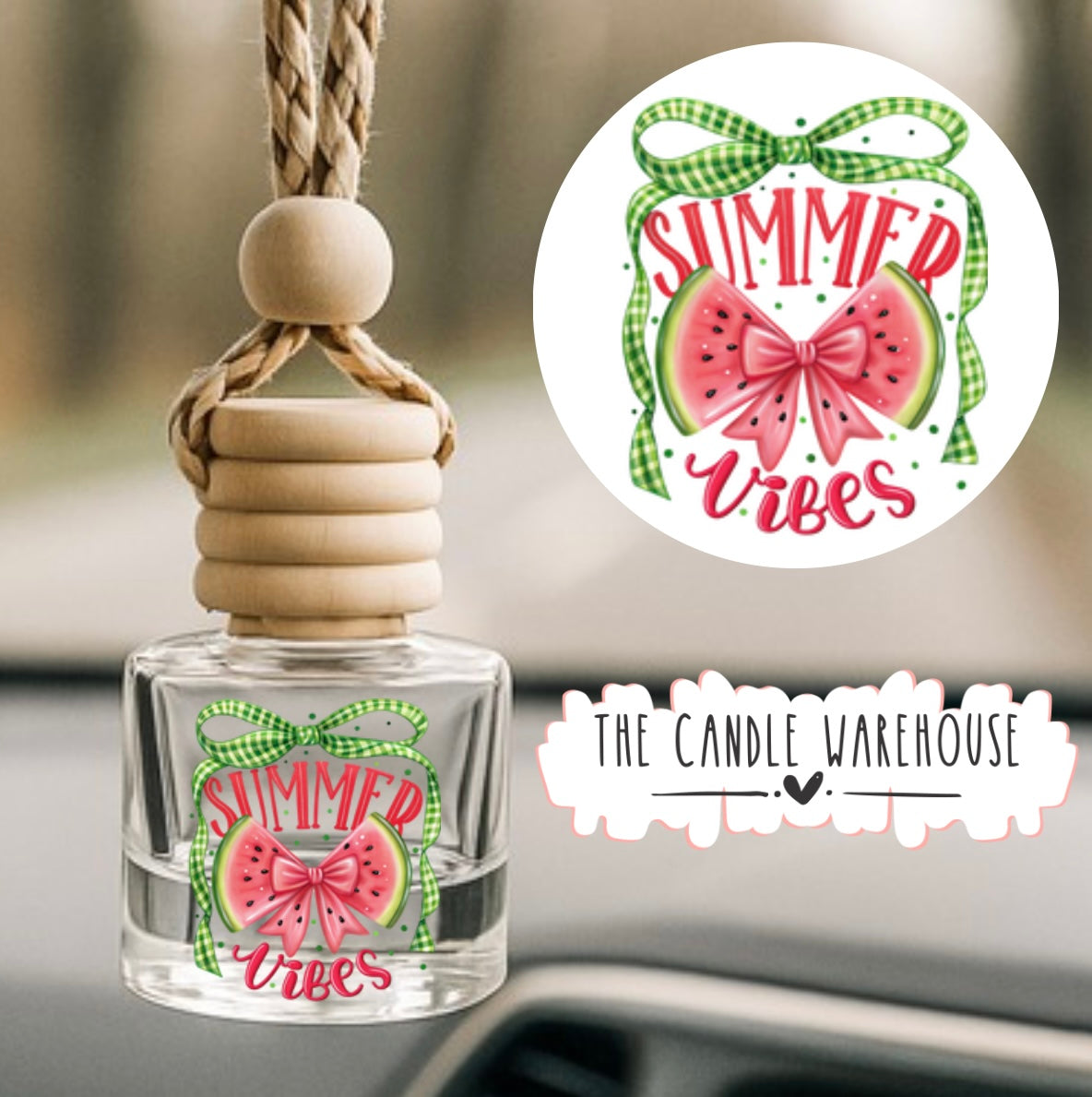 Watermelon Summer Vibes Hanging Car Diffuser