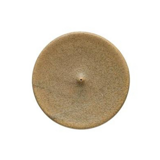 Round Stoneware Incense Holder- Speckled Tan