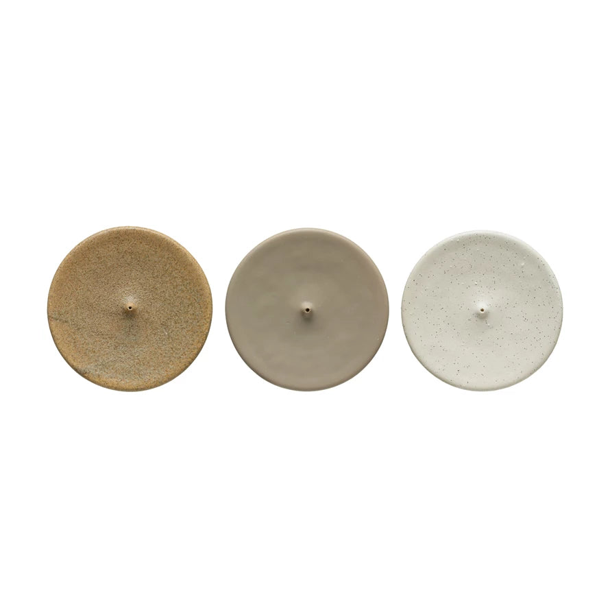Round Stoneware Incense Holder- Brown