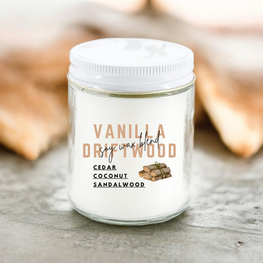 Vanilla Driftwood 8 oz Candle