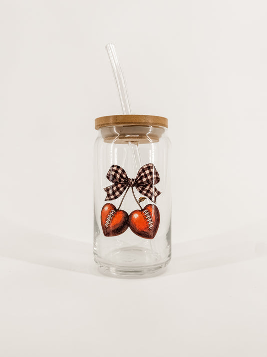 Football Cherries Glass Cup