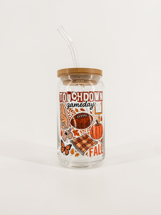 Fall Touchdown Glass Cup