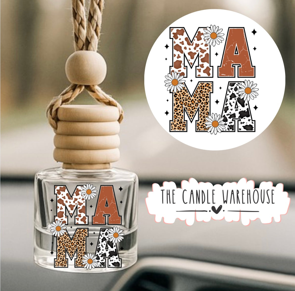 Mama Animal Print Hanging Car Diffuser