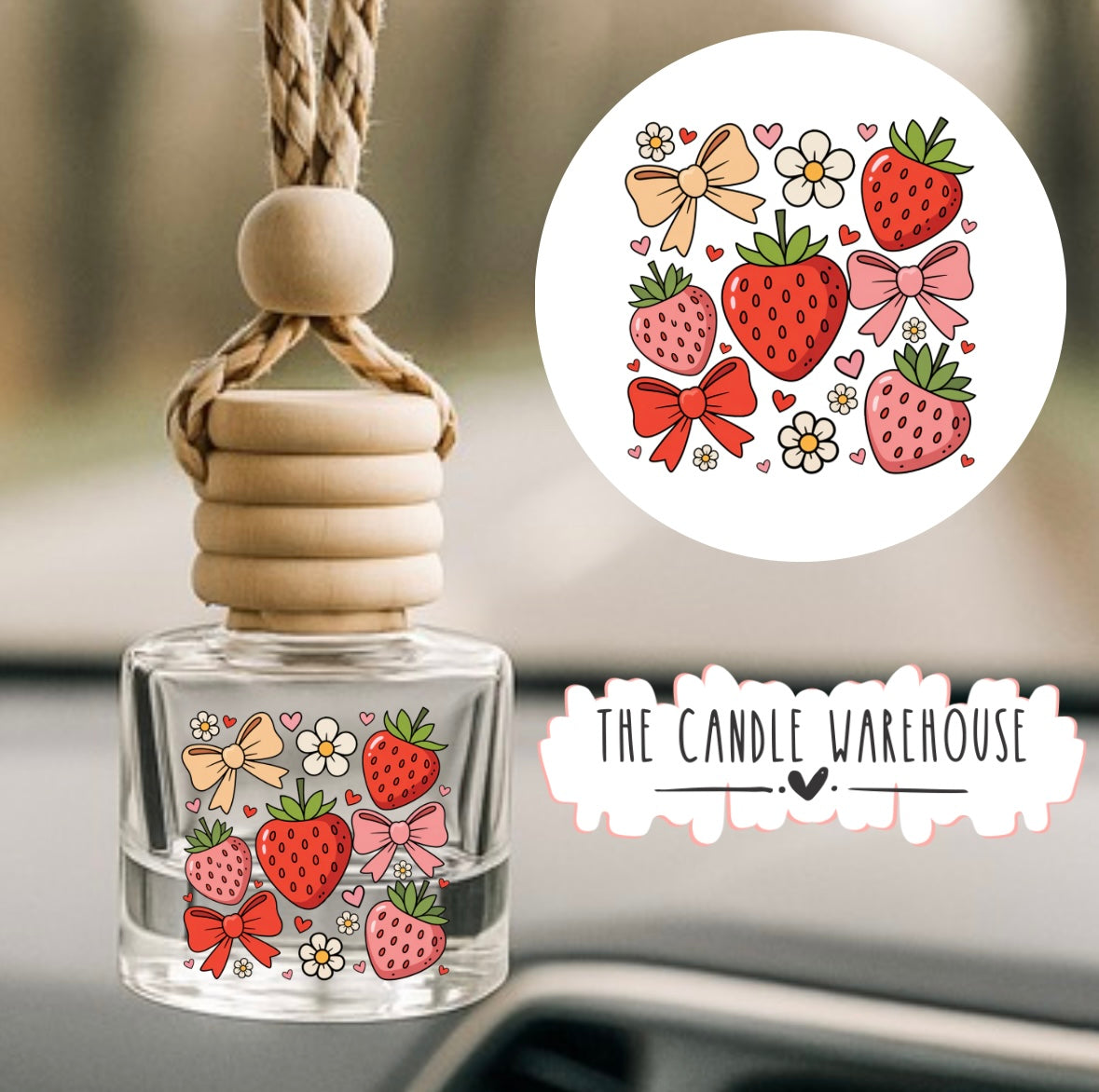 Strawberries And Bows Hanging Car Diffuser