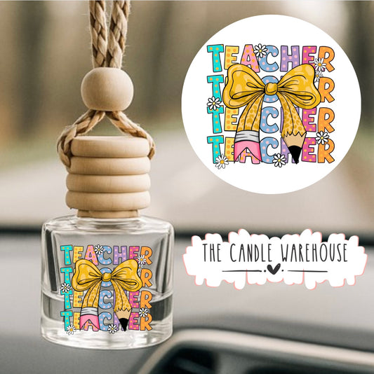 Teacher Pencil Bow Hanging Car Diffuser