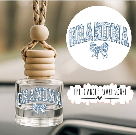 Blue Floral Grandma Hanging Car Diffuser