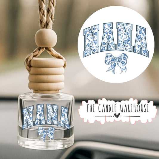 Blue Floral NANA Hanging Car Diffuser