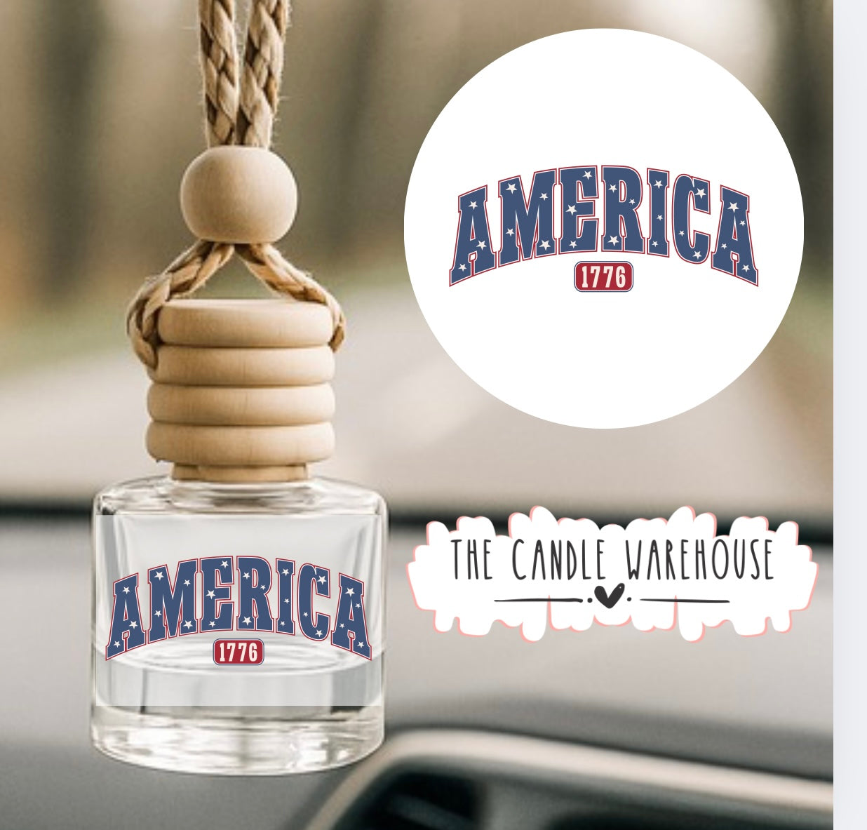 America 1776 Hanging Car Diffuser