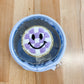 Varsity Letter Patch Clear Pouch Bag- Purple Smiley