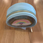 Varsity Letter Patch Clear Pouch Bag- Blue Rainbow