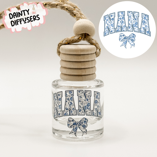 Blue Floral Print Nana Car Diffuser
