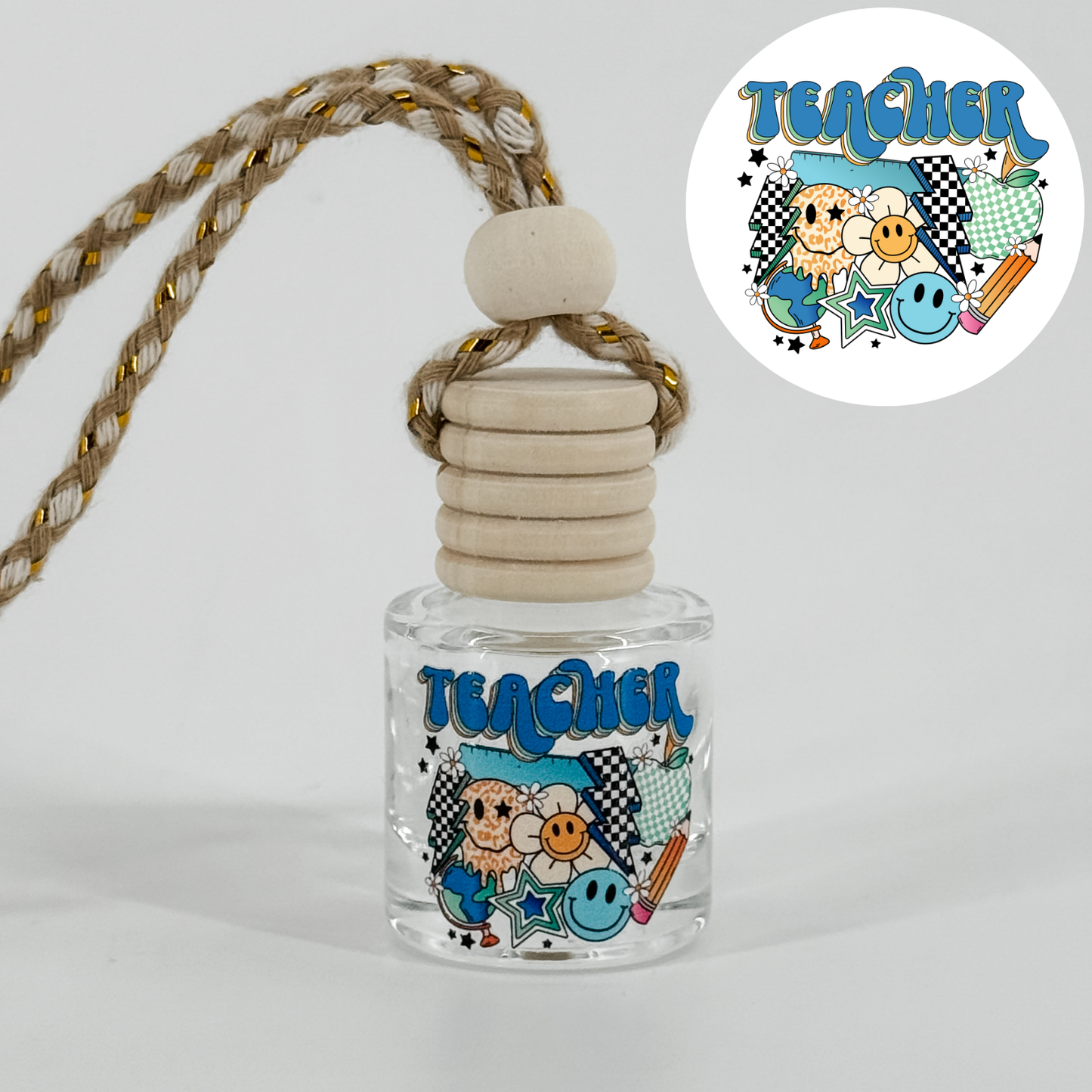 Blue Teacher Collage Car Diffuser