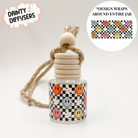 Checkered Smiley Wrap-Around Car Diffuser