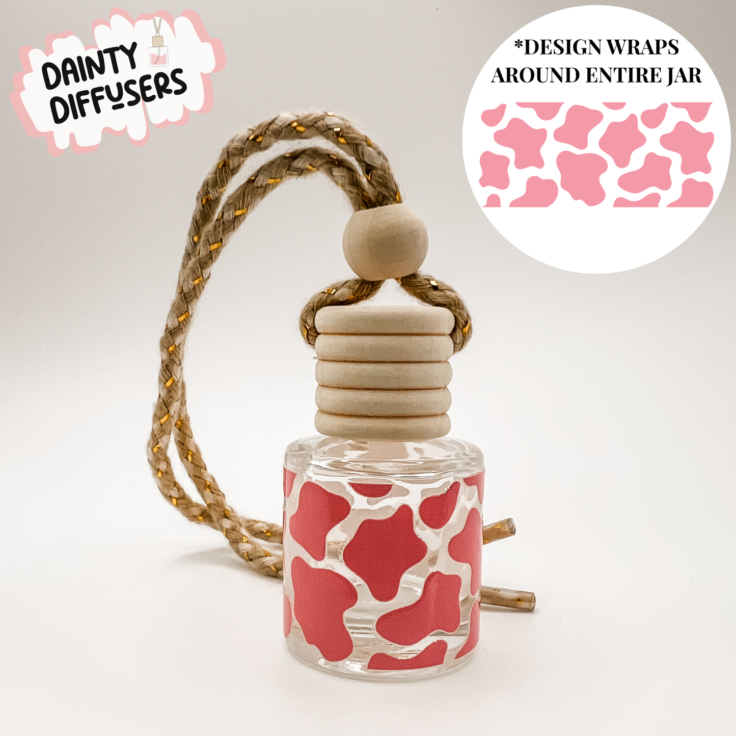 Cow Print Wrap-Around Car Diffuser (Pink)