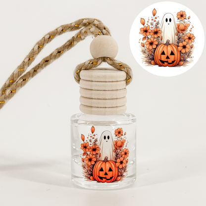 Ghost With Pumpkin & Flowers Car Diffuser