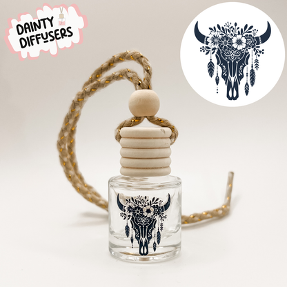 Navy Cow Skull Car Diffuser
