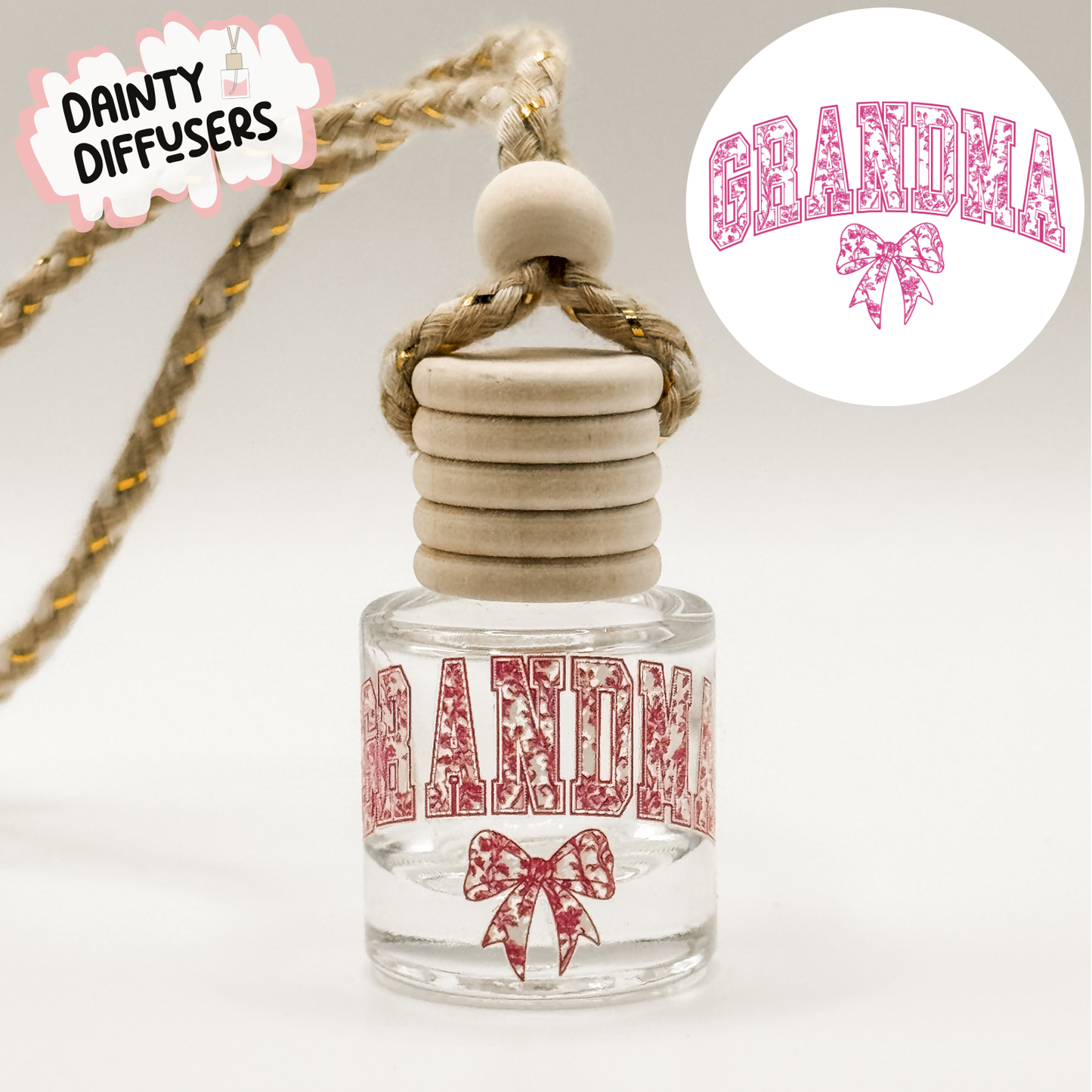 Pink Floral Print Grandma Car Diffuser