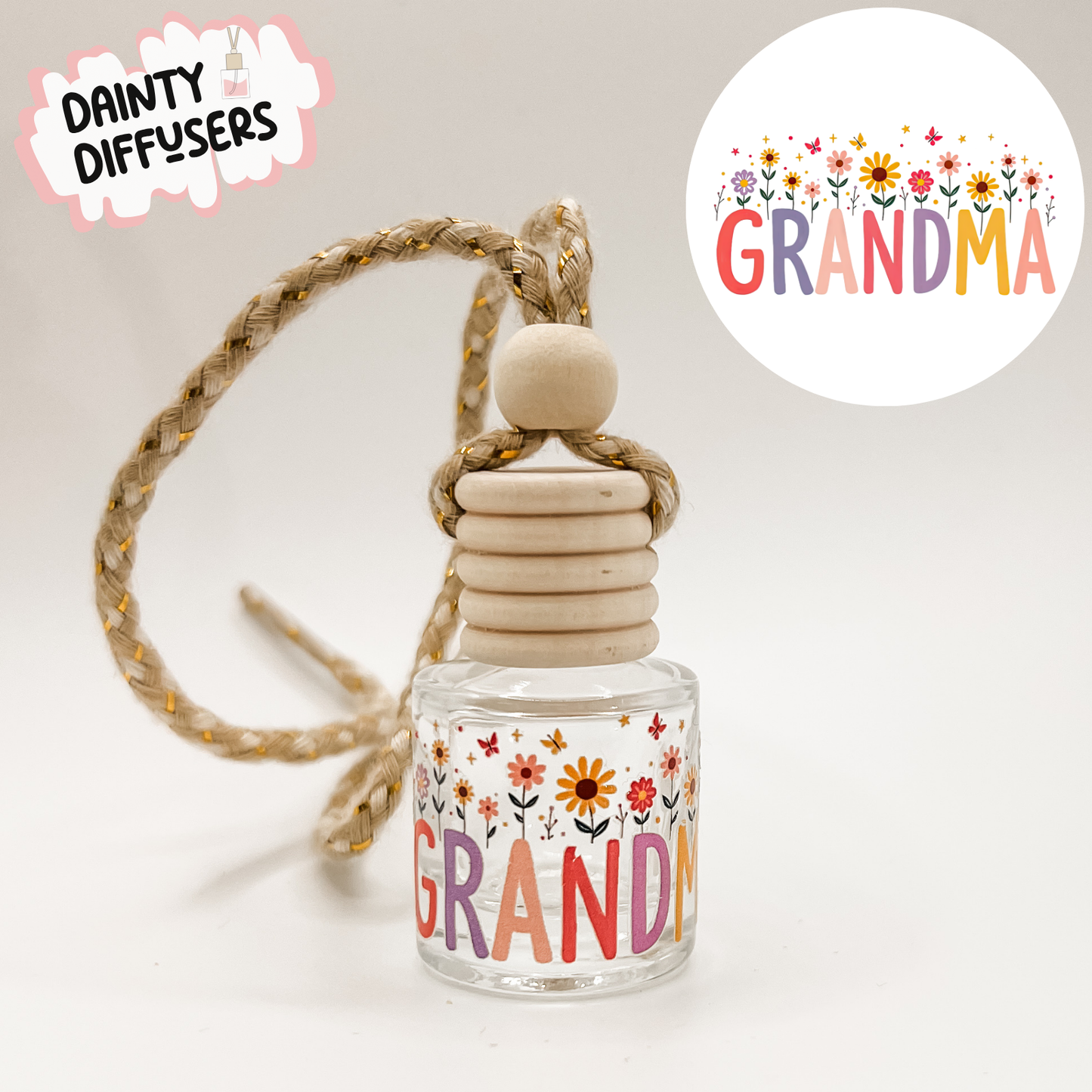 Grandma W/ Flowers & Butterflies Car Diffuser