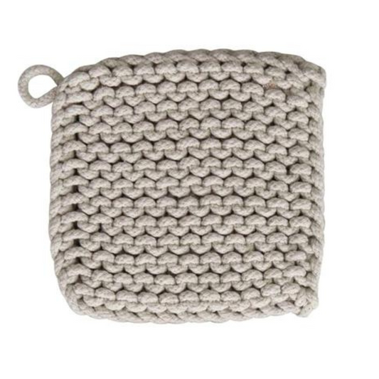 Crocheted Pot Holder- Light Grey