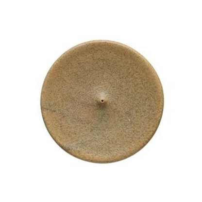 Round Stoneware Incense Holder- Speckled Tan