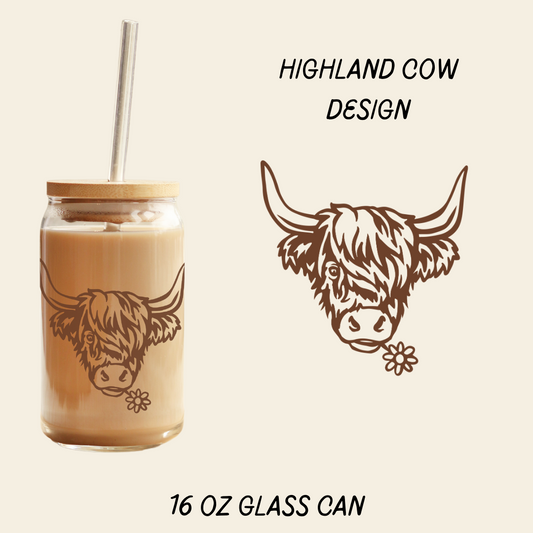 Highland Cow Glass Cup