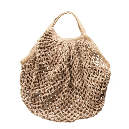 Cotton Crochet Market Bag- Tan