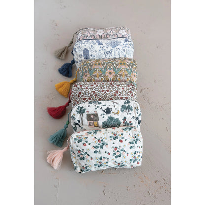 Large Cosmetic Bag- Maroon Floral