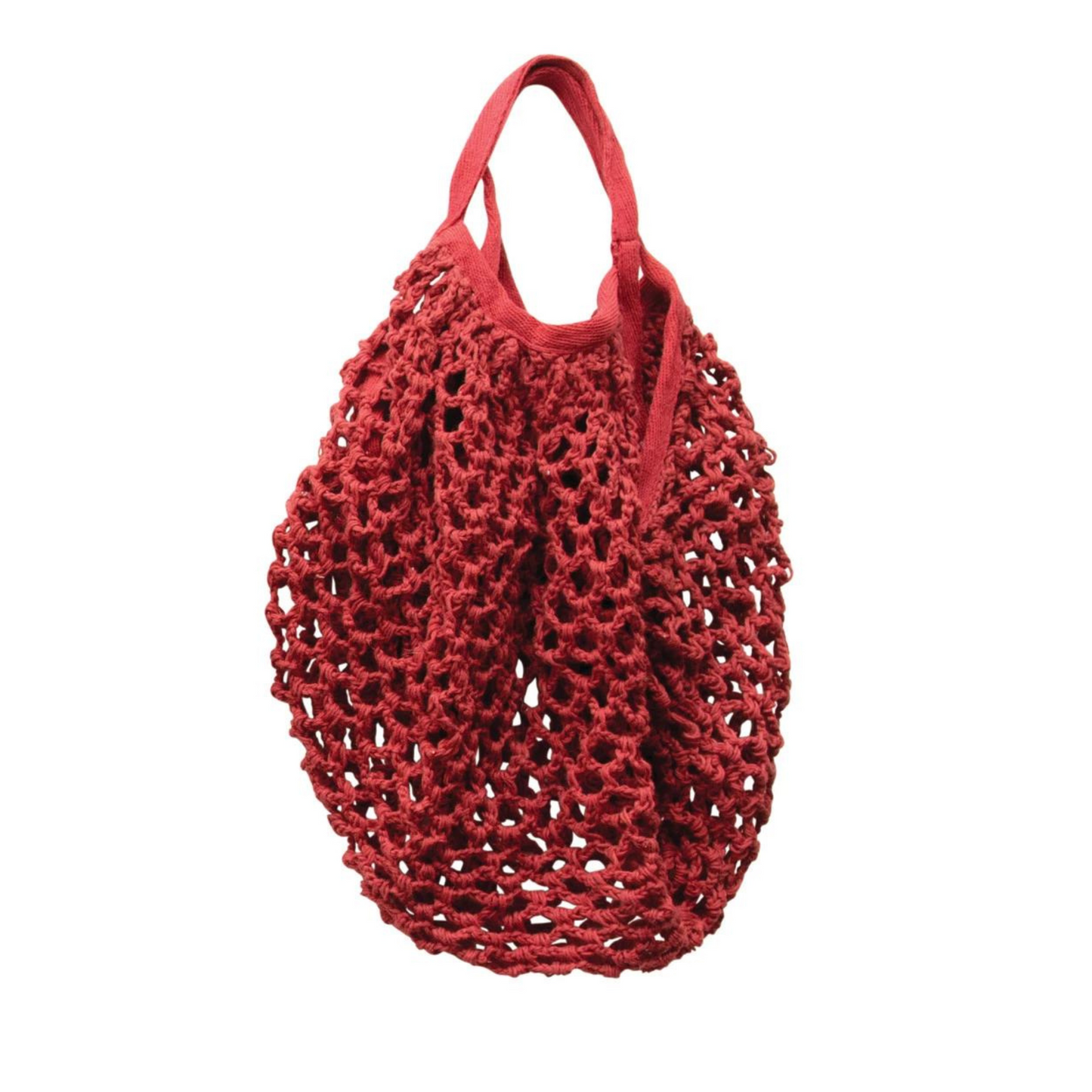 Cotton Crochet Market Bag- Maroon