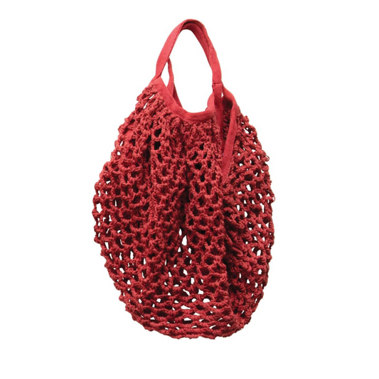 Cotton Crochet Market Bag- Maroon