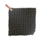 Crocheted Pot Holder W/ Leather Loop- Black