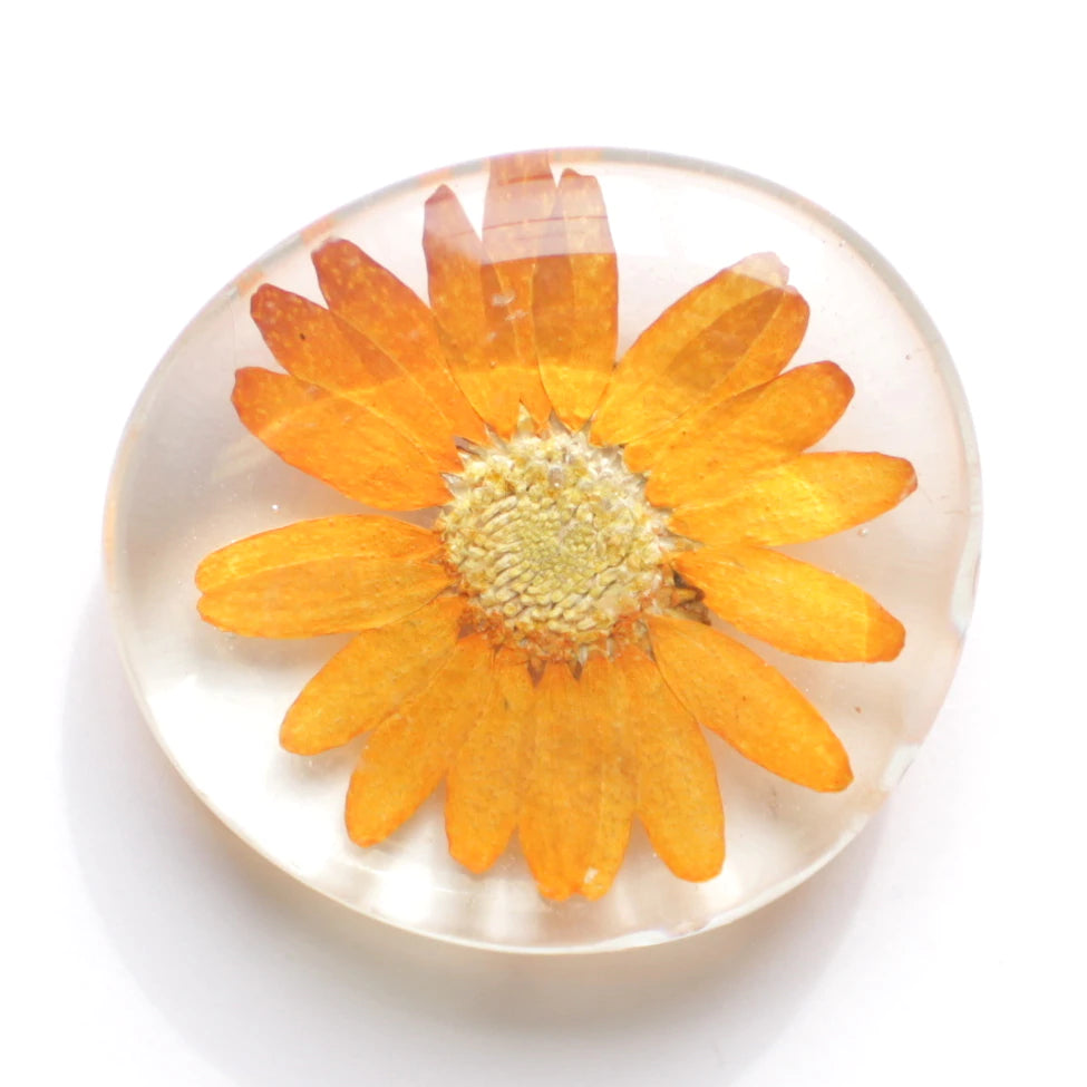 Floral Glass Magnet- Orange