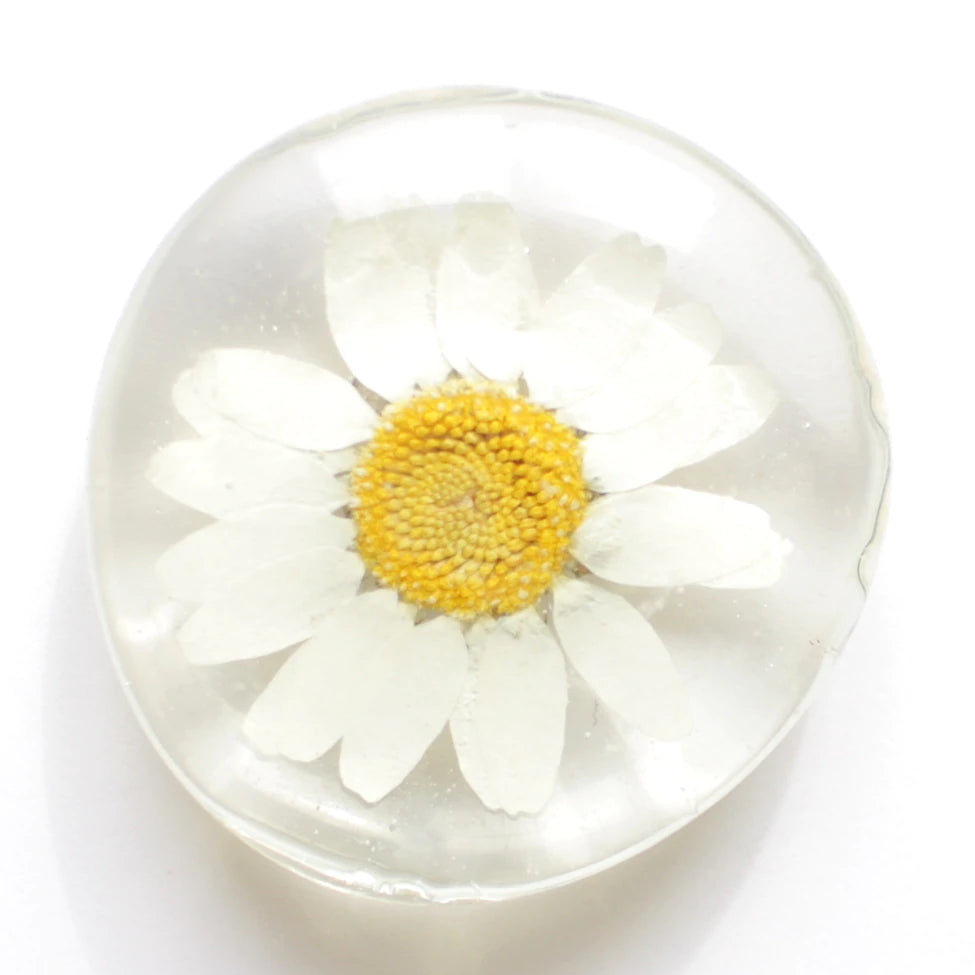 Floral Glass Magnet- White
