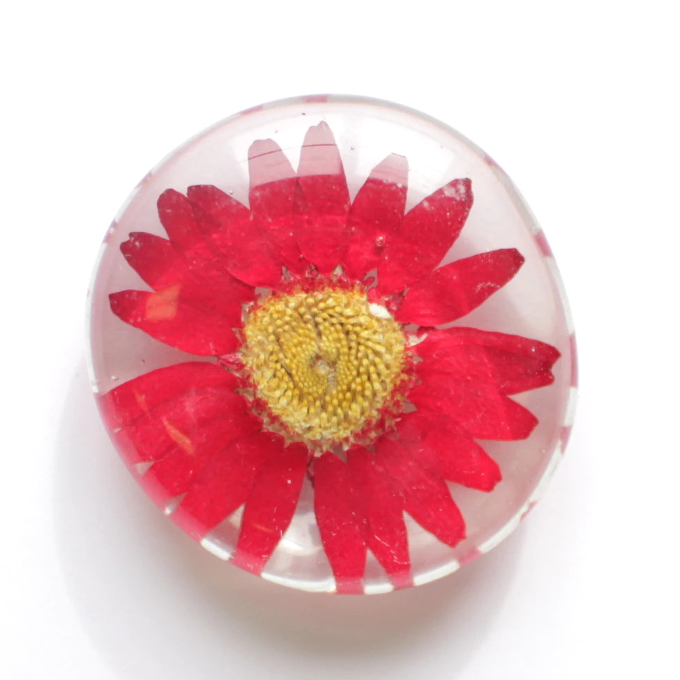 Floral Glass Magnet- Red