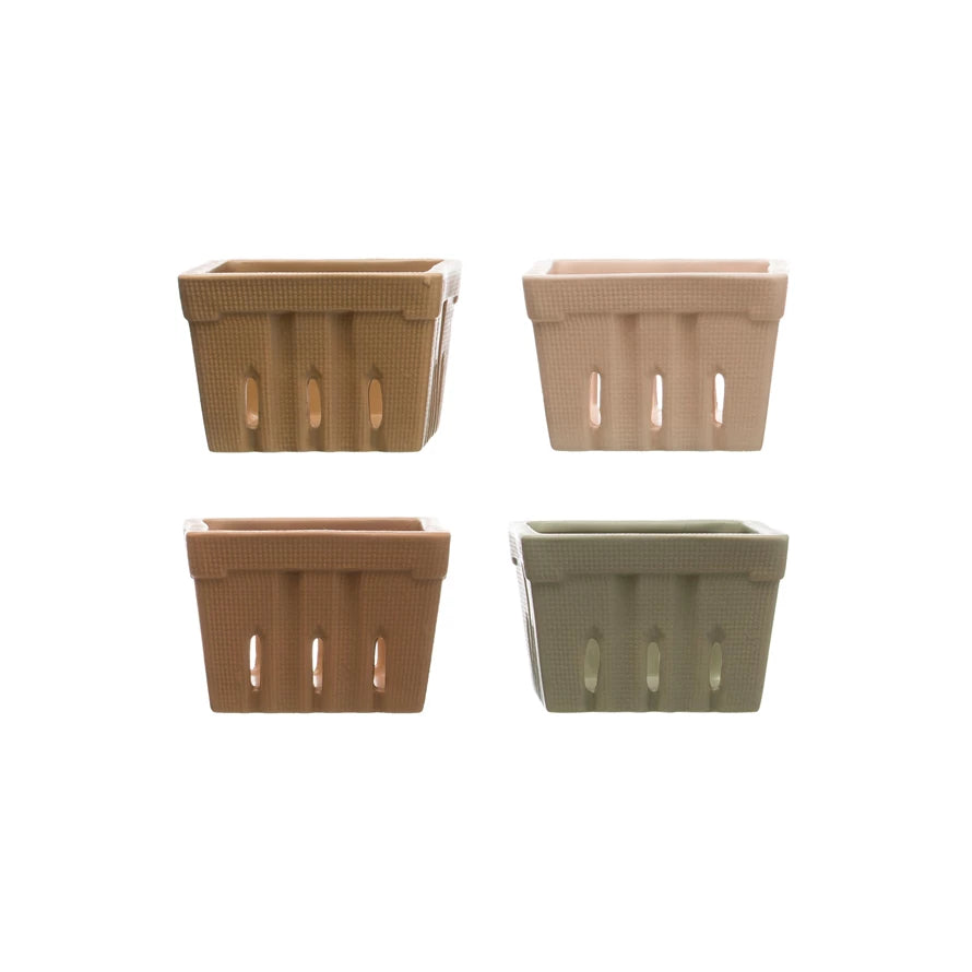 Stoneware Berry Basket- Pastel Green