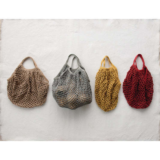 Cotton Crochet Market Bag- Yellow