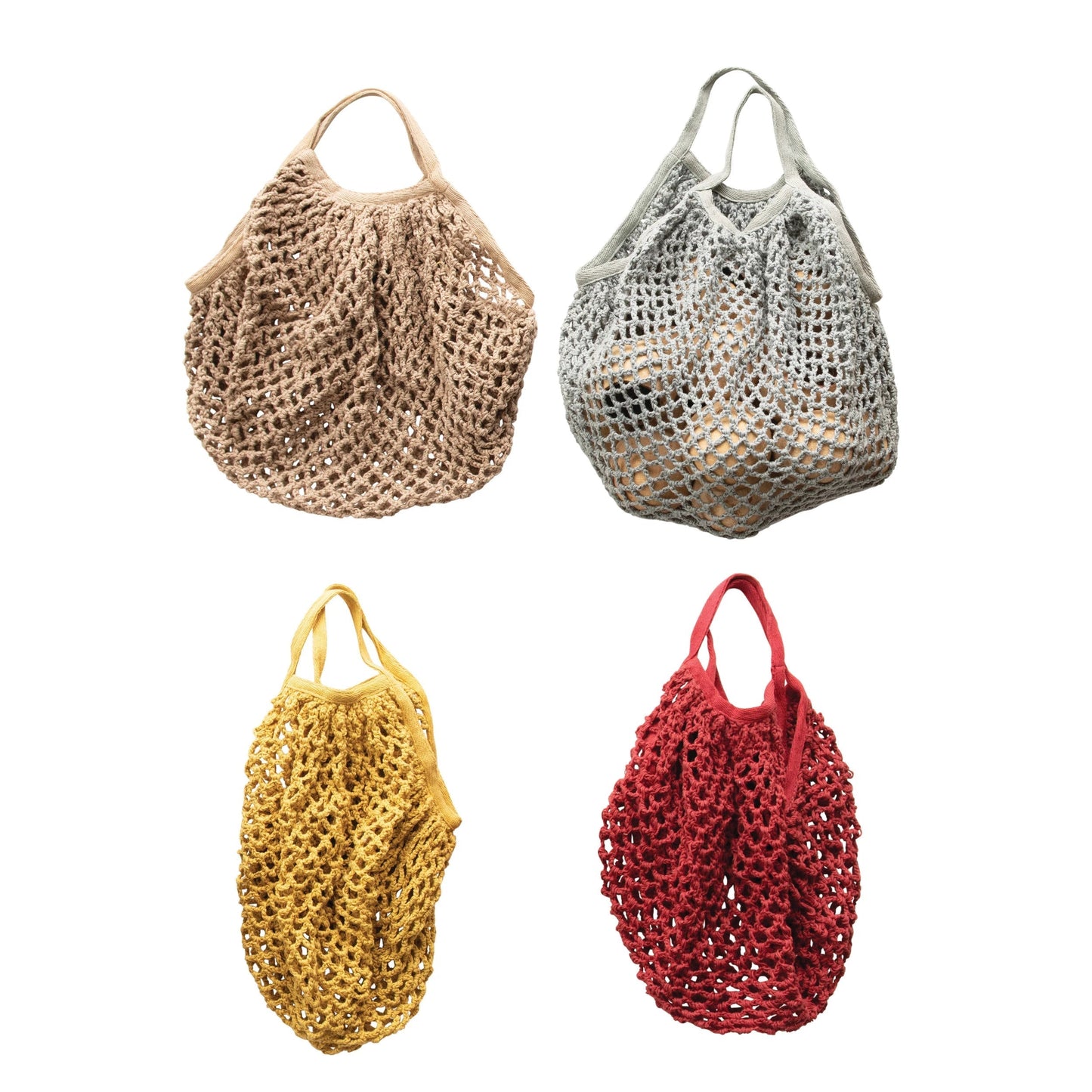Cotton Crochet Market Bag- Grey