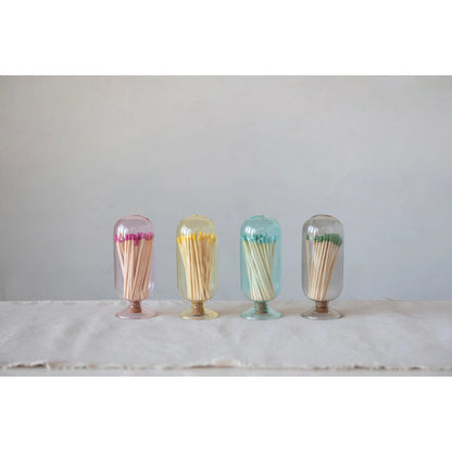 Glass Match Holder- Blue