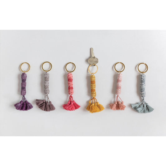 Beaded Tassel Keychain- Light Purple