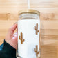 Brown Cactus Glass Cup
