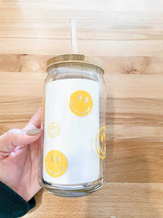 Smiley Glass Cup (Yellow)