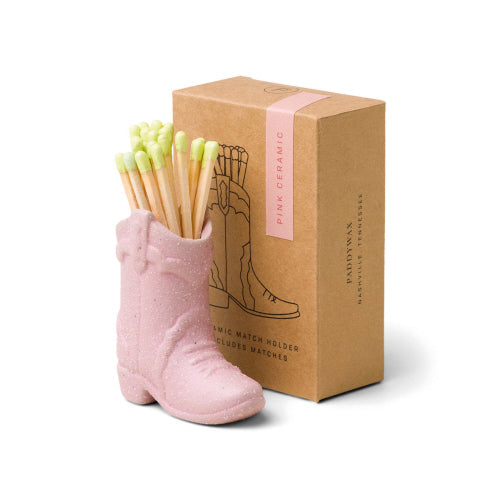 Cowboy Boot Match Holder- Pink (Includes 25 count of Safety Matches)