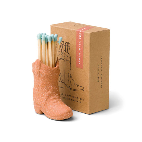 Cowboy Boot Match Holder- Terracotta (Includes 25 count of Safety Matches)
